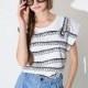 Sweet Navy rope print short sleeve t-shirt fashion loose leisure white woman - Bonny YZOZO Boutique Store