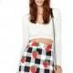 Cute style of Strawberry, white and grey Plaid print stretch slim back zip skirt - Bonny YZOZO Boutique Store