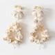 Chandelier Bridal earrings, Floral Statement earrings, Wedding Jewelry, Clip on earring, Modern bridal jewelry, Bridesmaids Gift - Style 722