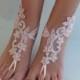 Blush Pink Lace Sandal Beach Wedding Barefoot Sandals Bridesmaids Gift Bridal Jewelry Wedding Shoes Bangle Bridal Accessories Anklet