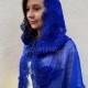 Blue wedding lace cape with hood