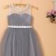 Grey flower girl dress/gray tulle toddler girl dress/tulle flower girl dress/junior bridesmaid dress/flower girl dress for wedding 0016