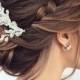 Bridal hair comb gold winter Boho wedding Bridal hair vine Baby breath hair piece for bride