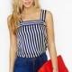 Navy Style Vogue Chiffon Spring Stripped Sleeveless Top Strappy Top - Bonny YZOZO Boutique Store