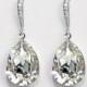 Clear Crystal Teardrop Bridal Earrings Swarovski Rhinestone Silver Cz Dangle Earrings Sparkly Wedding Earrings Bridesmaid Crystal Jewelry