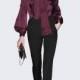 Office Wear Vogue 9/10 Sleeves Outfit Twinset Chiffon Top Pencil Trouser Long Trouser - Bonny YZOZO Boutique Store