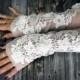 White lace wedding gloves, Wedding Accessories, French lace fingerless gloves, Bridal accessories, Wedding gift, Bridal lace gloves, Gift