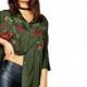 Vogue Embroidery Polo Collar 3/4 Sleeves Floral Fall Casual Blouse - Bonny YZOZO Boutique Store