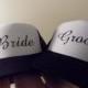 Pair of Bride & Groom Trucker Hats. Great for the Honeymoon. Choose your colors and fonts.