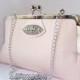 shoulder bag, wedding clutch in pink silk, Art Deco wedding purse with shoulder chain or wristlet, handmade personalised bridal purse