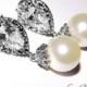 Pearl Bridal Earrings Swarovski 10mm Ivory Pearl Drop CZ Earrings Wedding Pearl Earrings Cubic Zirconia Pearl Earrings Bridal Pearl Jewelry