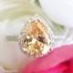 Sz 7.5-10.5, 2.5 ctw Pear Halo Non-Stacking Right Hand Ring, Champagne Yellow Man Made Diamond Simulants, Sterling Silver, 60% Final Sale