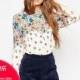 Must-have Vogue Sweet Fresh Printed Slimming Floral 9/10 Sleeves Blouse - Bonny YZOZO Boutique Store