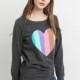2017 summer dress new Vogue Rainbow stripe heart-shaped printing casual loose sweatshirt - Bonny YZOZO Boutique Store