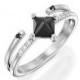 Black Diamond Engagement Ring, Unique Engagement Ring, White Gold Ring, Promise Ring, Statement Ring, Black Jewelry, Princess Cut Ring