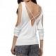 Must-have Sexy Open Back V-neck Crossed Straps One Color 9/10 Sleeves T-shirt - Bonny YZOZO Boutique Store