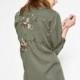 Vogue Simple Vintage Solid Color Embroidery Slimming Floral Fall 9/10 Sleeves Blouse - Bonny YZOZO Boutique Store