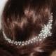 White Pearl Crystal Bridal Hair Vine, Wedding Hair Piece, Bridal Pearl Hair Jewelry, Bridal Crystal Pearl Headpiece, Wedding Pearl Wreath