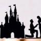 Proposing at the Castle Wedding Cake Topper, Custom Wedding Topper, Bride and Groom, Cake Silhouette, Couple in Disney Castle