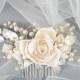 Ivory Pearl Bridal hair comb, Ivory Bridal headpiece, Bridal hair piece, Wedding hair piece, Wedding hair comb, Wedding headpiece