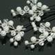 Pearl Bridal Hair Pins, Set of 3 White Pearl Crystal Hair Pins, Bridal Hair Pieces, Wedding Hair Jewelry, Crystal Pearl Floral Hair Piece