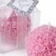 Betergifts Candle Romantic Pink Rose Flower Pattern Ball Shaped Home Decor