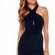 Sexy cross the front slit at the neck backless asymmetrical dress - Bonny YZOZO Boutique Store