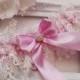 Pink Wedding Garter Bridal Garter Lingerie Garters Bridal Garters Venice Wedding Lace pink garter set bridal accessories ivory wedding garte