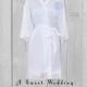 Bride's Robe/ Lace Trim Bridal Robe/ Getting Ready Robe With Monogram/ Wedding Robe
