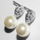 Pearl Bridal Earrings, Swarovski 8mm Ivory Pearl Silver Earrings, Pearl Dainty Earrings, Bridal Pearl Studs, Wedding Pearl Small Earrings