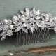 Crystal & Freshwater Pearl Hair Comb, Floral Bridal Comb, Silver Wedding Hair Comb, Swarovski Crystal Headpiece, Vintage Side Comb, CO-009