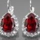 Red Crystal Halo Earrings, Swarovski Siam Red Rhinestone Silver Earrings, Red Leverback Earrings, Wedding Jewelry, Mother of the Bride Gift