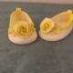Elegant yellow flowery shoes, cake topper, birthdays, baby shower, unknown or known gender
