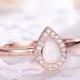 Pear Shaped Opal Engagement Ring CZ Diamond Halo 14k 18k Rose Gold 925 Sterling Silver Women Wedding Ring Minimalist Anniversary Gift Bridal