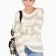Vogue Sexy Simple Solid Color Hollow Out Scoop Neck Fall 9/10 Sleeves Stripped Sweater - Bonny YZOZO Boutique Store