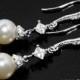 Pearl Bridal Earrings, Swarovski 8mm Ivory Pearl Dangle Earrings, Dainty Pearl Earrings, Wedding Ivory Pearl Earrings, Pearl Bridal Jewelry