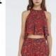Vogue Slimming Sleeveless High Waisted Chiffon Floral Summer Outfit Crop Top Short - Bonny YZOZO Boutique Store