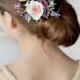 White purple flower hair clip Rose head piece clip Bridal floral accessory Bridesmaids hair clips Wedding floral clip Flower hair piece