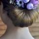 Purple flower comb Wedding headpiece Purple bridal comb Rustic wedding comb Hair accessories Flowers hair Woodland comb