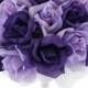 Purple and Lavender Silk Rose Hand Tie (36 Roses) - Silk Bridal Wedding Bouquet