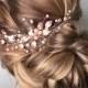 Rose Gold Hair comb, Bridal Hair comb, Wedding Hair Piece, Leaf comb, Rose Gold Pearl Headpiece,Rose Gold Headpiece, FREE SHIPPING