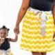 SALE Yellow Chevron Mother Daughter Dress,Mommy and Me Dresses,Mommy n Me,Mother Daughter Outfits,Mother Daughter Dresses,Gray and Yellow