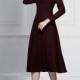 Elegant Slimming Jersey Wool Burgendy Spring Flexible Dress Basics - Bonny YZOZO Boutique Store