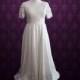 Vintage Style Ivory Lace Wedding Dress with Sleeves and Side Pockets 