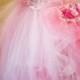 KELSEY - Romantic Rainbow Victorian Vintage Ivory Pink Lace Tulle Chiffon Corset Bridal Wedding Ballgown and Rose Bustle Bow Set Tudors