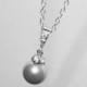 Light Grey Pearl Drop Necklace, Swarovski 8mm Pearl Silver Necklace, Small Grey Pearl Wedding Necklace, Bridal Bridesmaid Gray Pearl Jewelry