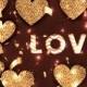 Happy Valentine's Day Sale banner with LOVE sparkling glitter gold textured hearts, confetti