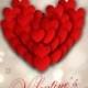 Valentines day greeting card Red heart of many paper cut hearts