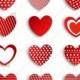 Set of stickers in the shape of a heart to celebrate Valentine