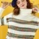 Oversized Christmas High Neck Polo Collar Clolored Striped Top Sweater - Bonny YZOZO Boutique Store
